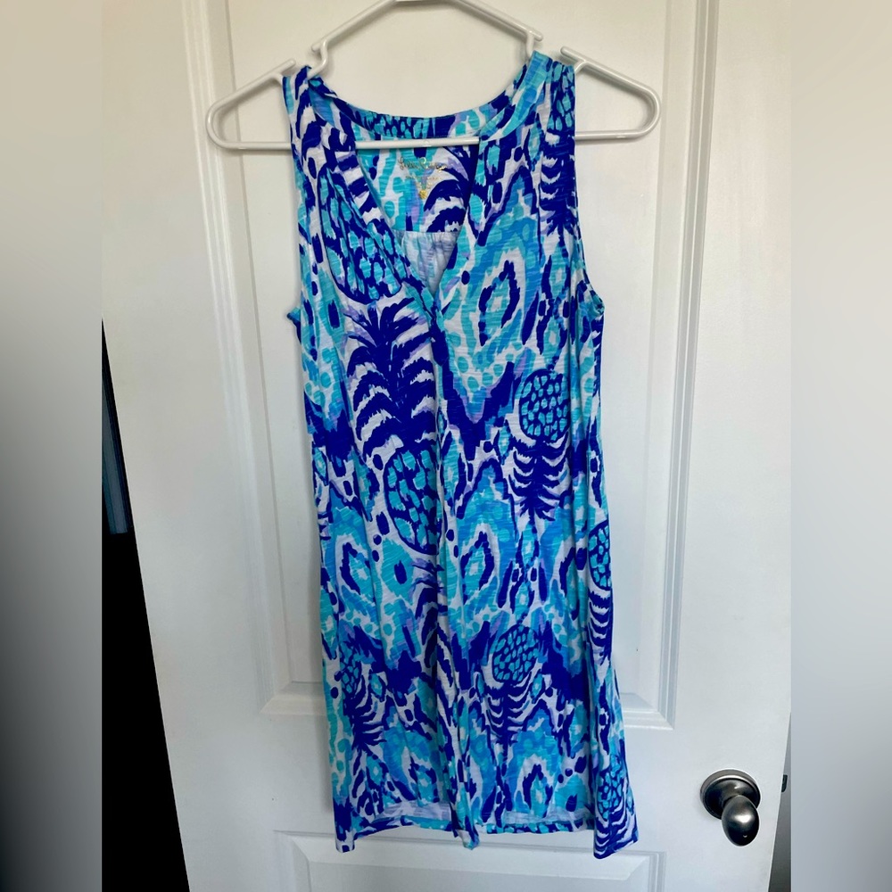 Lilly Pulitzer Blue pineapple cotton dress. Size xs